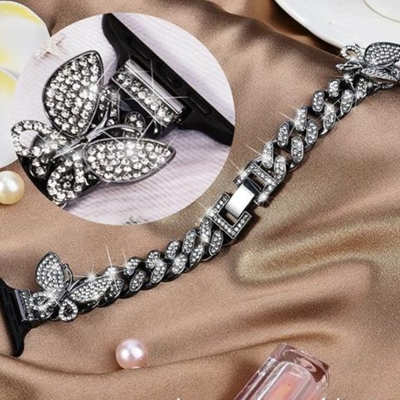 NEW Bling Rhinestone Butterfly Apple Watch Band+Case main image 6